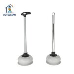 Toilet Plunger - Long Handle Stainless Steel Rod Rubber Head for Bathroom Kitchen