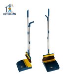 Dustpan & Brooms Set - Wind-Proof Plastic Upright Long Stainless Steel Handle PET