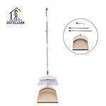 Cleaning Set - PET Head Sweeping Tooth Stick Broom & Dustpan Stainless Steel