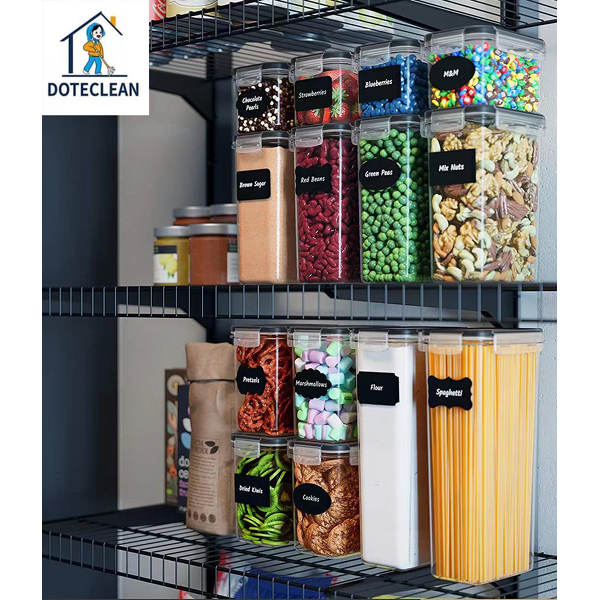 Storage Container - Creative Kitchen Transparent Plastic Lid Rectangle for Dry Food
