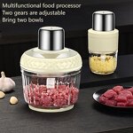 Electric Meat Grinder - 2L Pure Copper Blades Glass Bowl for Home Kitchen