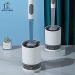 Toilet Brush - TPR Silicone round Scrub with Holder Soft Plastic Add Cleaning Liquid