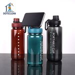 Sports Water Bottle - 600ml Clear Tritan BPA-Free Gym Drinking Mobile Phone Bracket