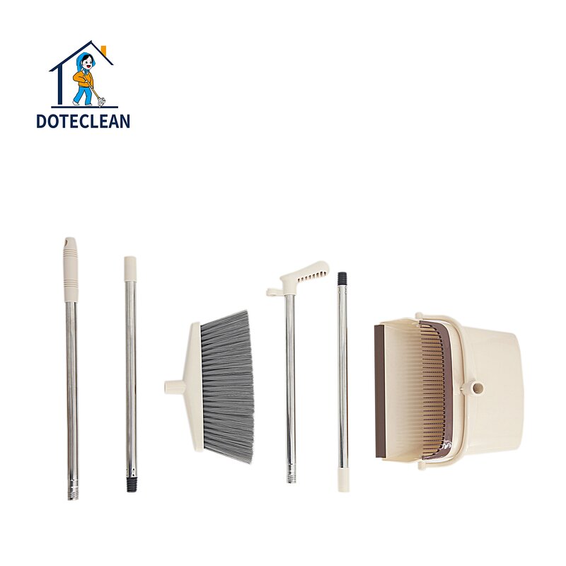 Broom and Dustpan Set - Vertical Standing Dustpan Folding Stainless Steel Broomstick