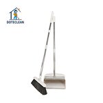 Broom Dustpan Set - Magnetic Suction Standing Stainless Steel Floor Cleaning PET