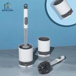 Toilet Brush - TPR Silicone round Scrub with Holder Soft Plastic Add Cleaning Liquid