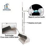 Broom Dustpan Set - Magnetic Suction Standing Stainless Steel Floor Cleaning PET