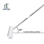 Floor Scrub Brush - Long Handle Stainless Steel 3-Connecting Poles Squeegee