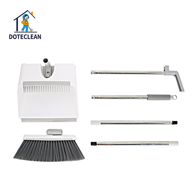 Dustpan and Broom Set - Vertical Standing Design PET Material Folding 2-Pole