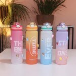Water Bottle - Plastic Color Gradient Large Capacity 1000ml for Camp School Outdoor