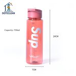 Water Bottle - 750ml PP Plastic with Straw Colorful Portable Outdoor Sports