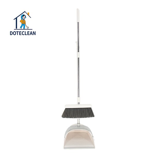 Dustpan and Broom Set - Vertical Standing Design Folding Windproof Plastic
