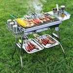 BBQ Grill - Outdoor Portable Folding Thicken Charcoal with Stainless Steel Mesh
