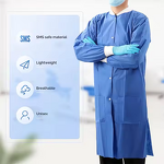 Disposable Lab Coat - Lightweight Breathable Nonwoven White