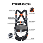 Climbing Safety Harness - Full Body with Dielectric Hooks