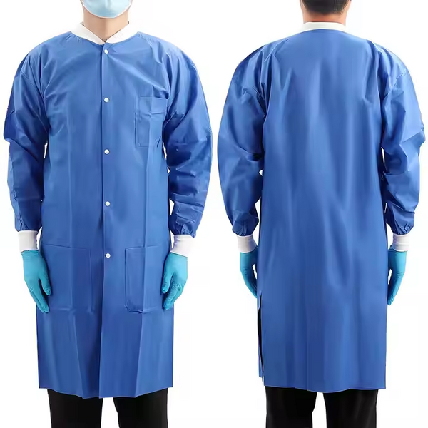 Disposable Lab Coats - Wholesale SMS Material with Knitted Sleeves
