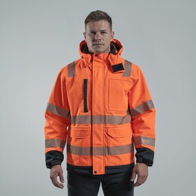 Softshell Jacket Manufacturer - Polyester Orange Hi Vis Breathable Modern Fit Waterproof Fluorescent