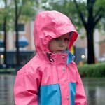 Kids Raincoat Manufacturer - White Lightweight Toddler Breathable Waterproof Outwear Stand Collar Outdoor
