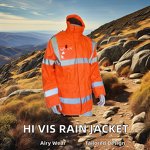Rain Jacket Manufacturer - Customizable Hi Vis Long Factory-Issued Waterproof Reusable Polyester Cotton Security