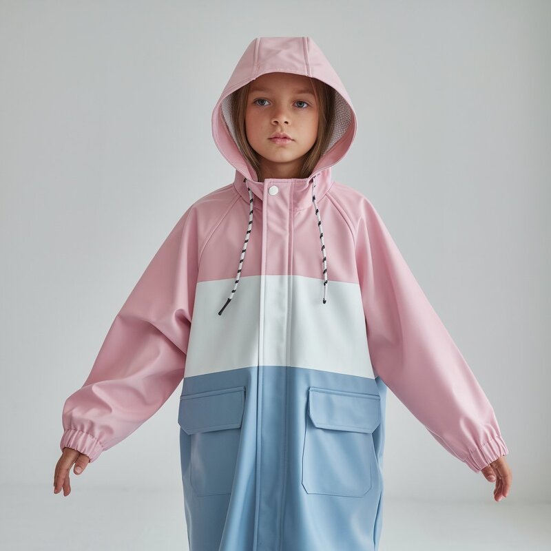 Raincoat Manufacturer - 2024 Casual Print PU for Kids High Quality Waterproof Breathable Stand New Lovely
