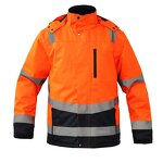 Workwear Jacket Manufacturer - Hi Vis Waterproof Recycled Polyester Construction with Parka Zipper