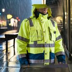 Workwear Jacket Manufacturer - Hi Vis Waterproof Recycled Polyester Construction with Parka Zipper