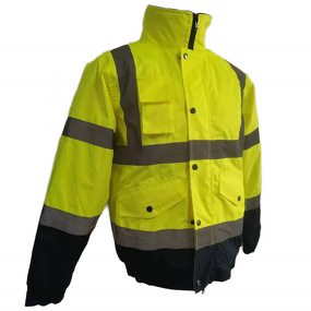 Safety Bomber Jacket Manufacturer - Hi Vis Reflective Customizable with Logo Nylon Stand Collar