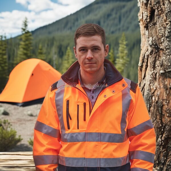 Workwear Jacket Manufacturer - Hi Vis Waterproof Recycled Polyester Construction with Parka Zipper