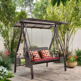 Garden Swing Chair Manufacturer - Swing Bed 3 Persons Outdoor Furniture Metal Patio Rattan Swings Hanging