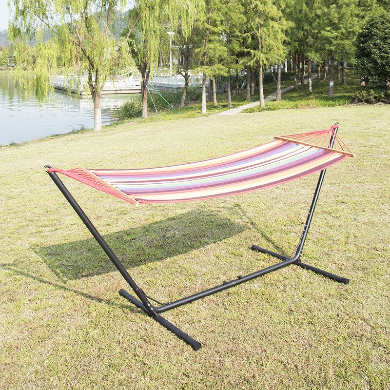 Hanging Hammock Manufacturer - Customized Modern Adjustable Steel Frame Outdoor Furniture Powder Coated Canvas Cotton Fabric
