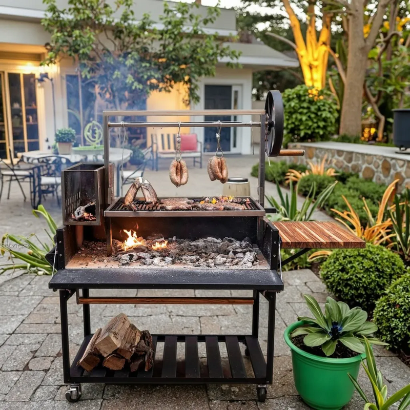 Charcoal Grill Manufacturer - Steel BBQ Powder Coated Luxurious Adjustable Height for Restaurants and Camping Black Carbon