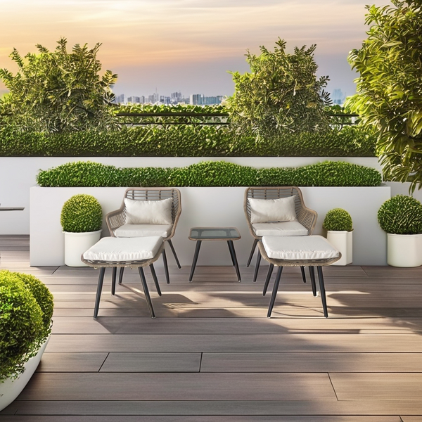 Patio Furniture Set Manufacturer - Modern 5-Piece Waterproof Outdoor Wicker Leisure Rattan Woven Chair Side Table for 4 Seasons