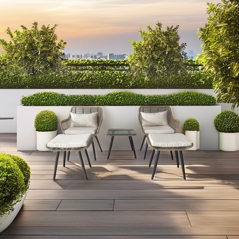 Patio Furniture Set Manufacturer - Modern 5-Piece Waterproof Outdoor Wicker Leisure Rattan Woven Chair Side Table for 4 Seasons