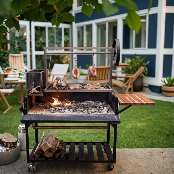 Argentine BBQ Grill Pit Manufacturer - Santa Maria Style High-Durable Steel Trolley for Indoor Camping Roasting & Baking