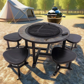 Barbecue Grill Manufacturer - Outdoor Patio Full Set Cooker Charcoal Heating with Fireplace Steel Powder Coated Trolley