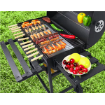 BBQ Smoker Manufacturer - Heavy-Duty Outdoor Kitchen Large Steel Barrel Grill with Lid Powder Coated Barbeque Trolley