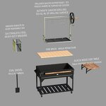 Argentine BBQ Grill Pit Manufacturer - Santa Maria Style High-Durable Steel Trolley for Indoor Camping Roasting & Baking