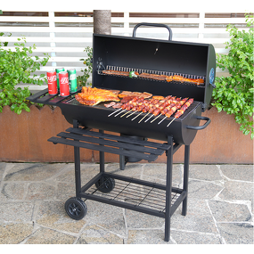 BBQ Smoker Manufacturer - Heavy-Duty Outdoor Kitchen Large Steel Barrel Grill with Lid Powder Coated Barbeque Trolley