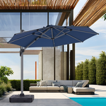Roman Umbrella Manufacturer - Outdoor 3.5m Alum/Steel Garden Backyard Use Sunshade Cantilever Single Roof with Base 360 Rotation