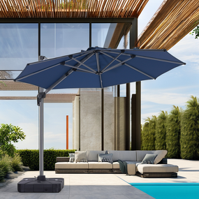 Roman Umbrella Manufacturer - Outdoor 3.5m Alum/Steel Garden Backyard Use Sunshade Cantilever Single Roof with Base 360 Rotation