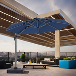 Roman Umbrella Manufacturer - Outdoor 3.5m Alum/Steel Garden Backyard Use Sunshade Cantilever Single Roof with Base 360 Rotation