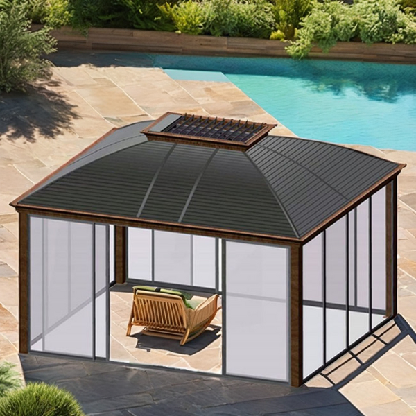 Aluminum Outdoor Gazebo Manufacturer - with Louvered Top Small to Large Green Backyard Pavilion & Camping & Storage Waterproof