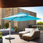 Outdoor Parasol Manufacturer - 3*3m Light Bar East Open Base 360 Rotation Single/Double Roof Sunshade Alum Cantilever Powder Coated