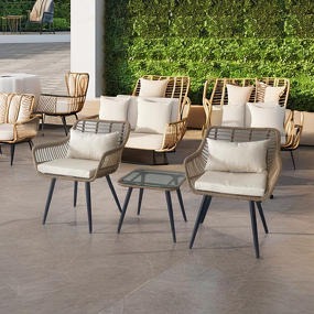 Garden Furniture Manufacturer - Hot Sell All Weather Cheap Modern Bistro Cafe Patio Wicker Rattan Outdoor Conversation Sets