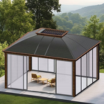 Garden Gazebo Manufacturer - Outdoor Sunjoy Home Backyard with Waterproof Large Pergola & Double Roof Big Size