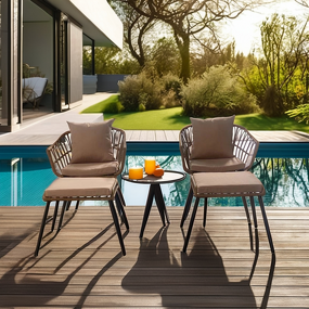 Garden Furniture Manufacturer - Hot Selling All Weather Rattan Bistro Cafe Patio Wicker Chair for Outdoor Garden Parks