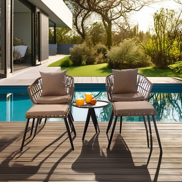 Garden Furniture Manufacturer - Hot Selling All Weather Rattan Bistro Cafe Patio Wicker Chair for Outdoor Garden Parks