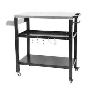 Cooking Station Manufacturer - Outdoor Indoor Three-Tire Movable Pizza Oven Stand with BBQ Grill Utility Cart for Serving
