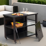 BBQ Grill Manufacturer - Smokeless Rolling Charcoal Barbecue Trolley Height Adjustable Fire Pit Trolley
