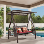 Garden Swing Chair Manufacturer - Swing Bed 3 Persons Outdoor Furniture Metal Patio Rattan Swings Hanging